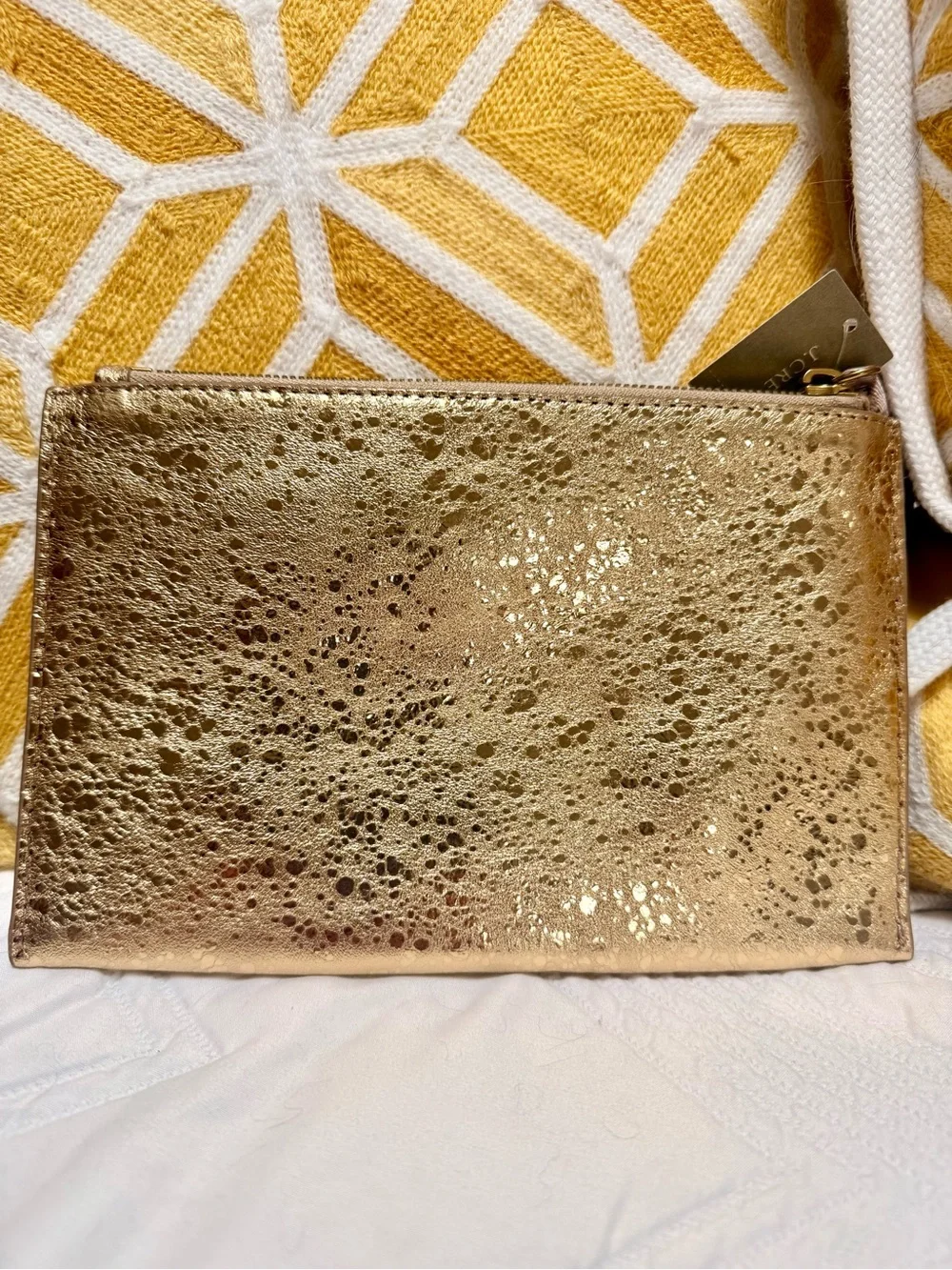 J. Crew Metallic Gold Crossbody Cardholder Bag